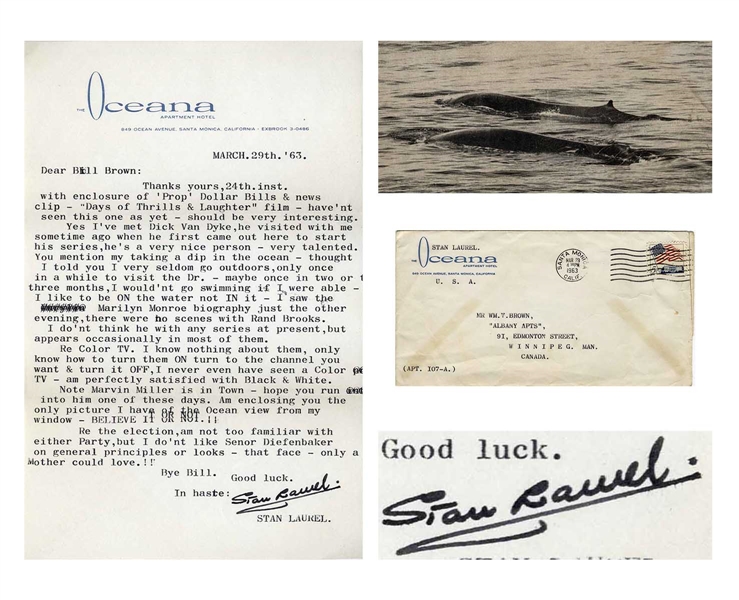 Stan Laurel Letter Signed With His Full Name, ''Stan Laurel'' -- ''...thought I told you I very seldom go outdoors, only once in a while to visit the Dr. - maybe once in two or three months...''